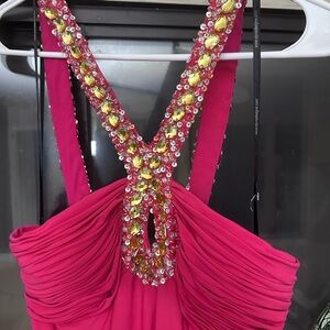 Pink Dress with Yellow Embellishments